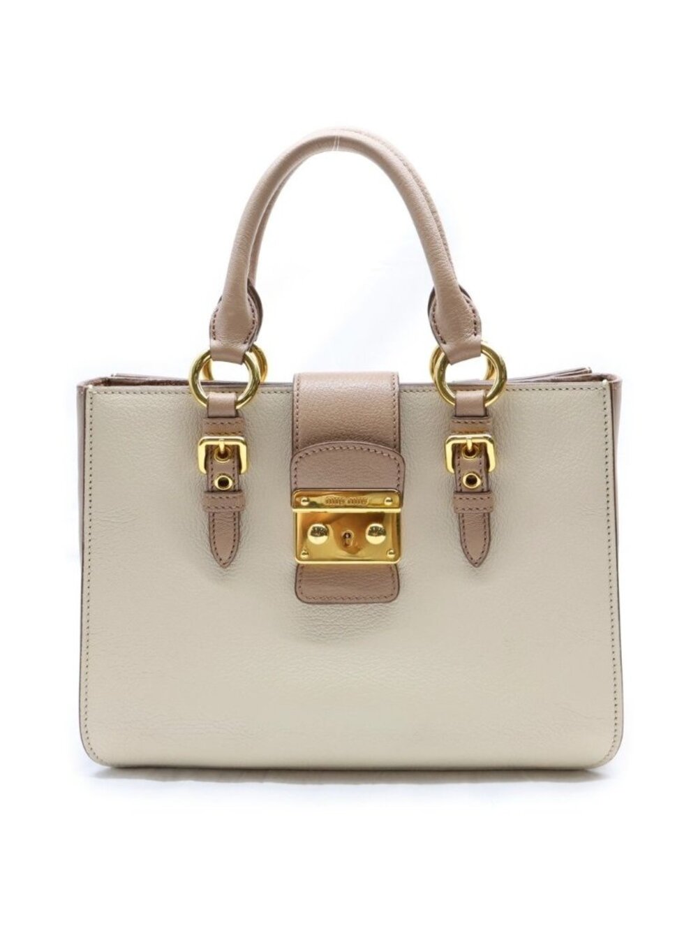 Miu Miu Madras 2-Way Shoulder Bag Rose Pink Beige Leather Gold